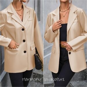 Valentina Button Up Blazer - Sand